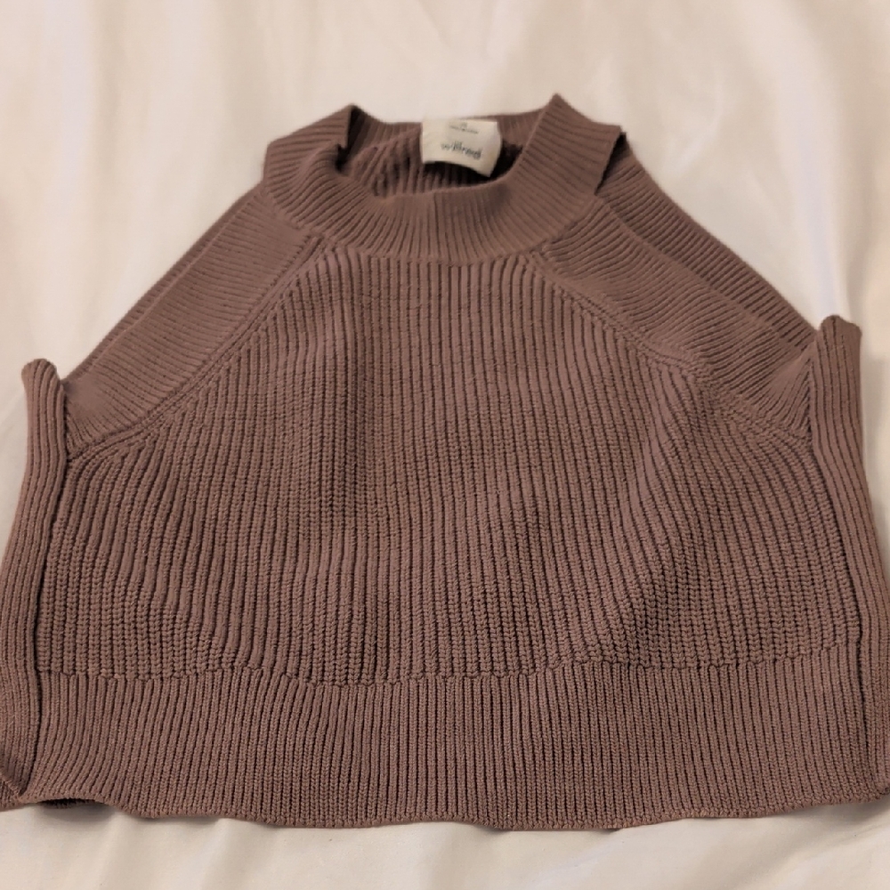 Wilfred Cowl Neck Ribbed Taupe Top